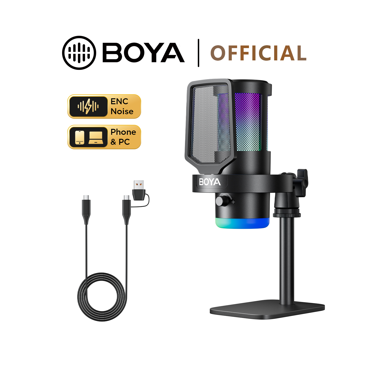 Pc Gaming Live Streaming - Microphone de jeu USB RGB BOYA
