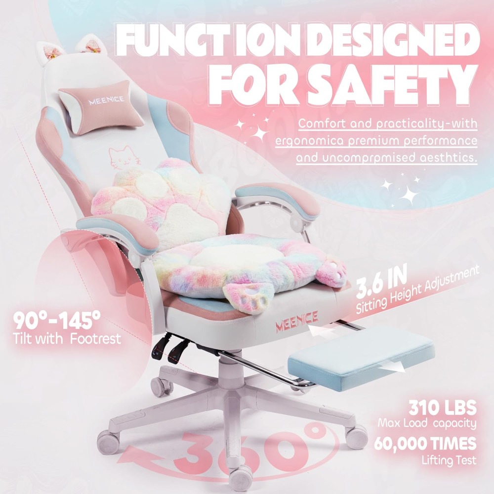 Pc Gaming Girl - Chaise de jeu mignonne avec oreilles