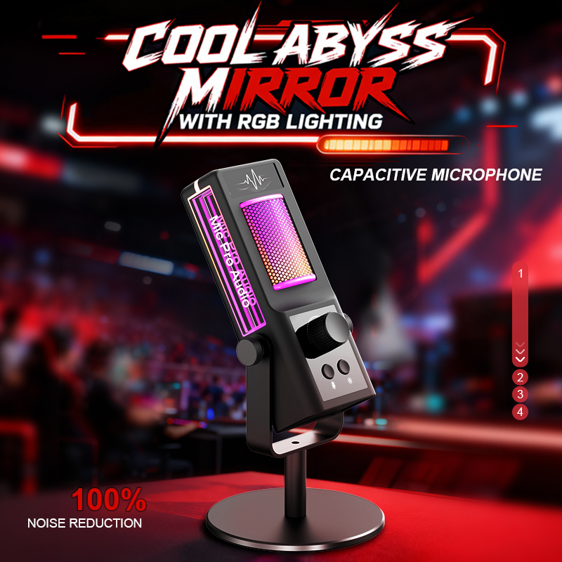 Pc Gaming Live Streaming - Microphone à condensateur Rgb pour podcast,