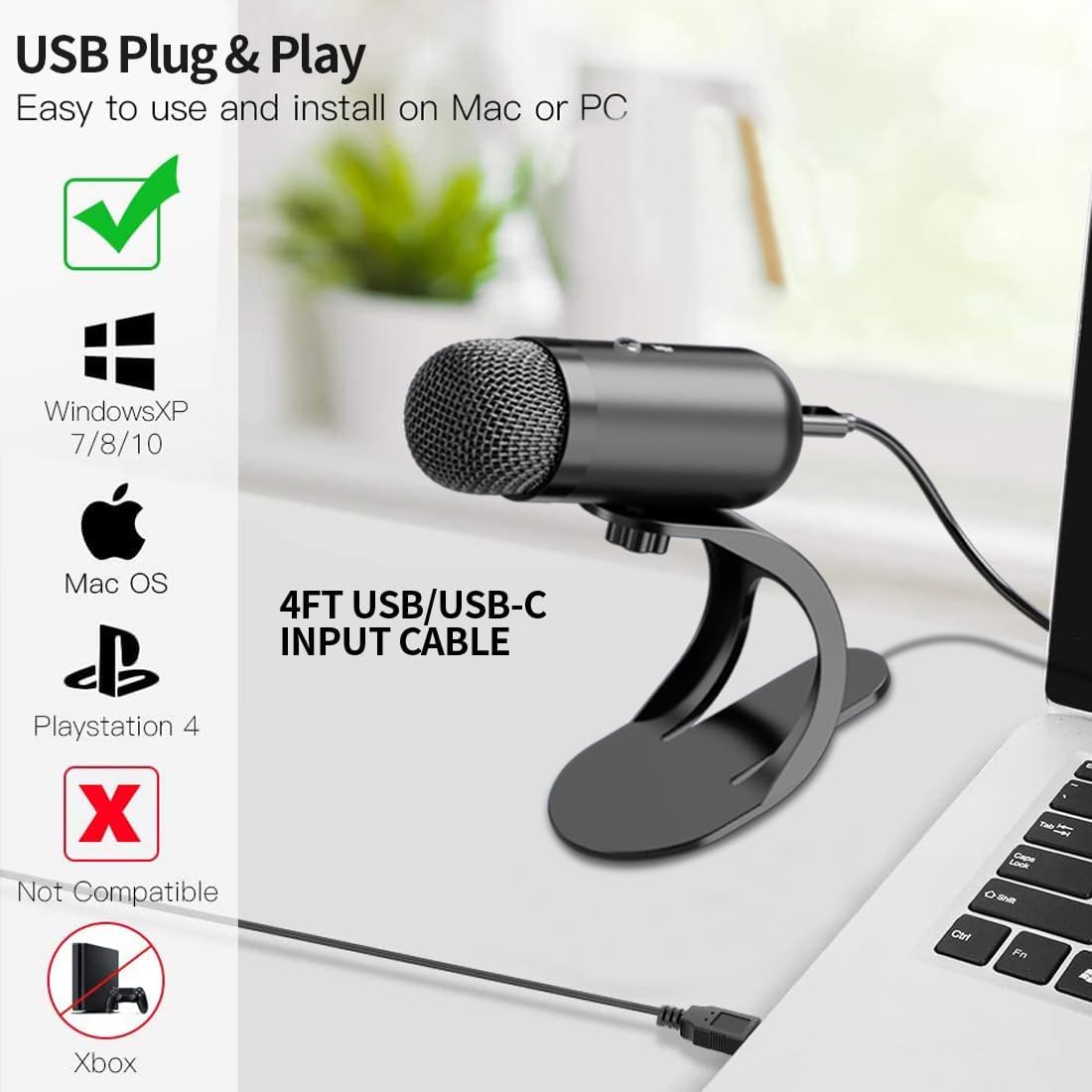 Gaming Microphone - Microphone USB professionnel à condensateur pour